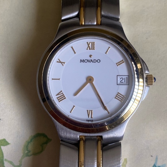 Movado 84-E7-878 Sapphire Crystal 35mm White Dial Date Adjust Men’s Watch. Nice! - Picture 4 of 13